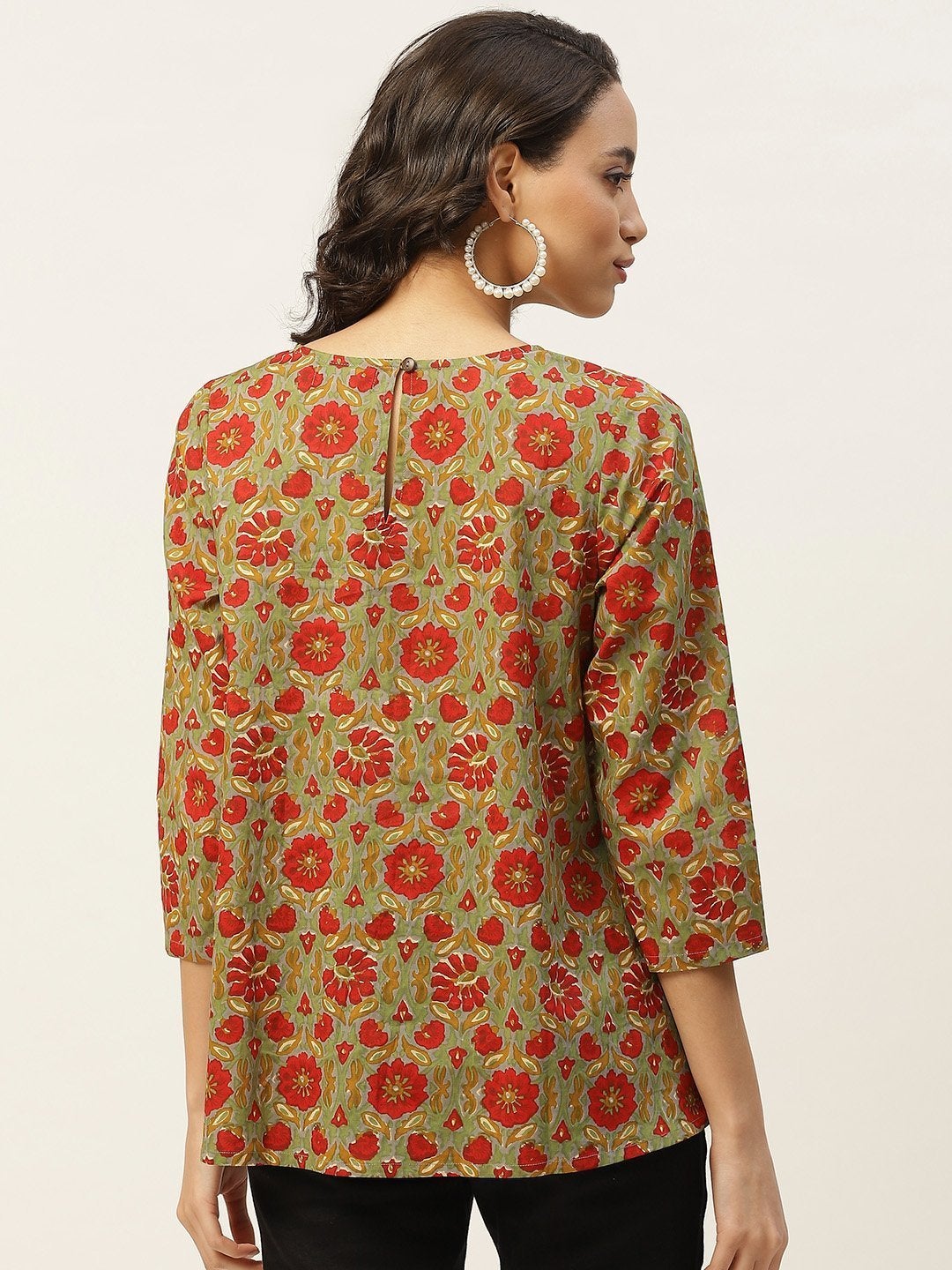 Women's Grey Floral Zari Embroidery A Line Top