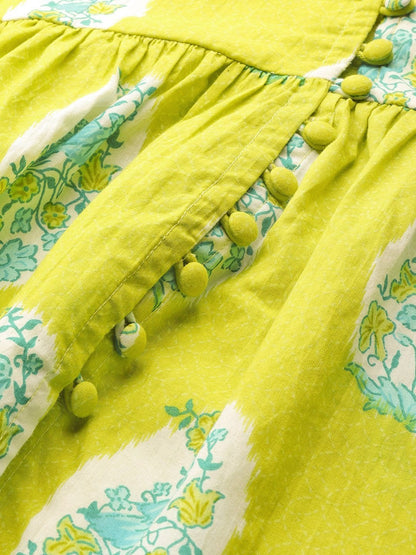Women's Lime Green Bird Floral Top