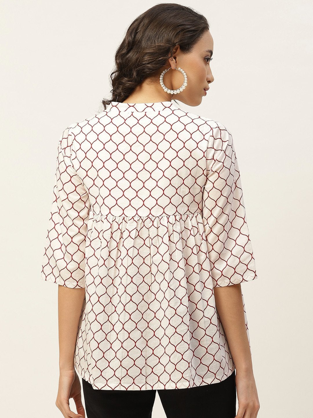 Women's Red Geometric Print Top