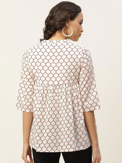 Women's Red Geometric Print Top