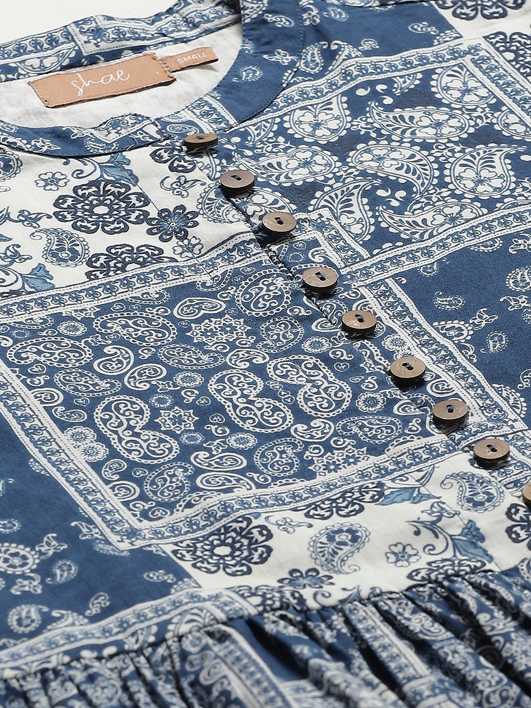 Women's Navy Floral Front Button Top