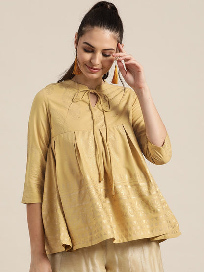 Women's Golden Paisely Foil Print Kal