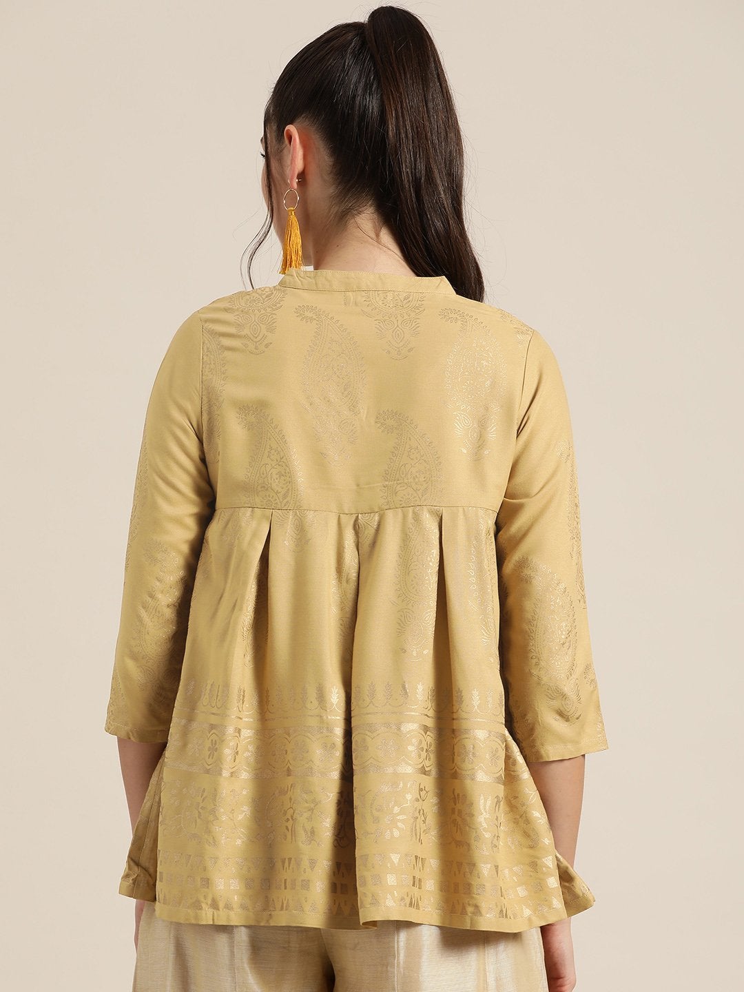 Women's Golden Paisely Foil Print Kal