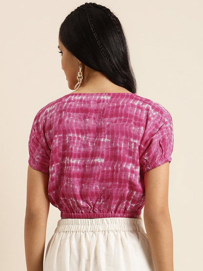 Women's Fuchsia Shibori Print Cro
