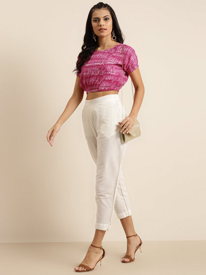 Women's Fuchsia Shibori Print Cro