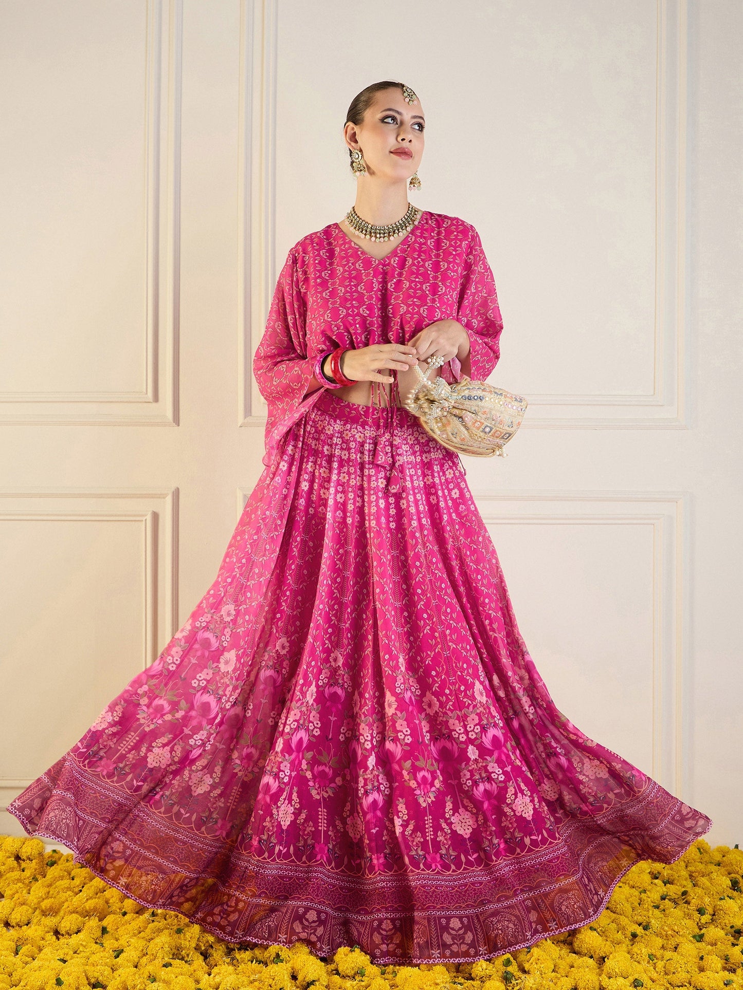 Women's Pink Floral Skirt