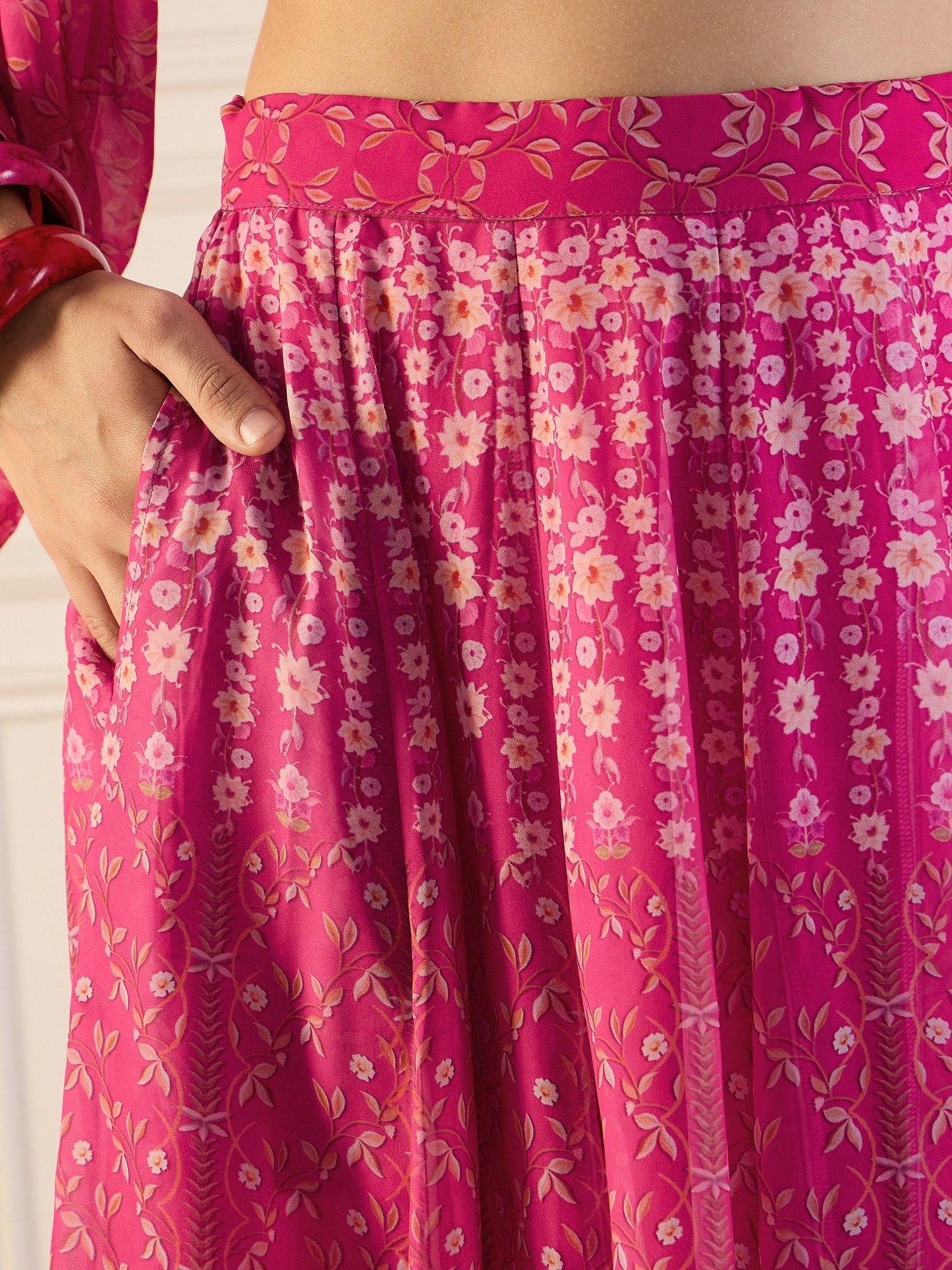 Women's Pink Floral Skirt