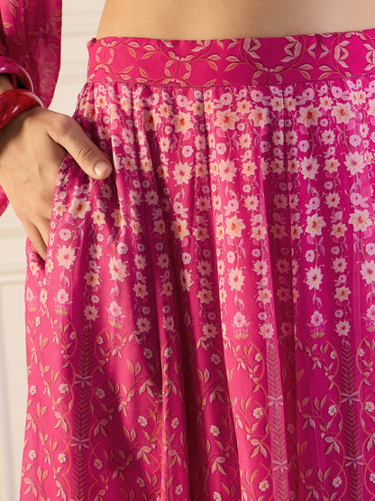 Women's Pink Floral Skirt