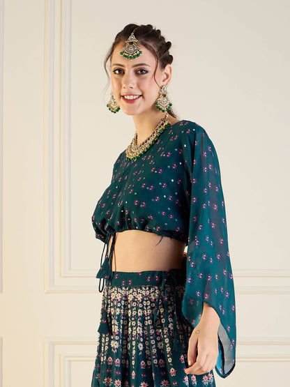 Women's Green Floral Top