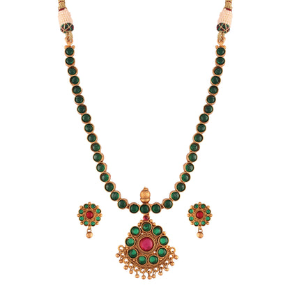 Women's 18K Gold Plated Traditional South Indian Style Necklace