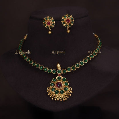 Women's 18K Gold Plated Traditional South Indian Style Necklace