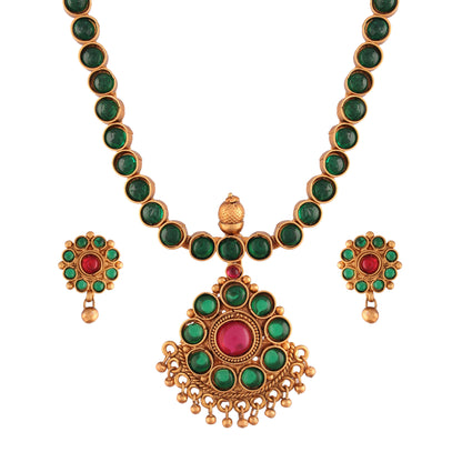 Women's 18K Gold Plated Traditional South Indian Style Necklace