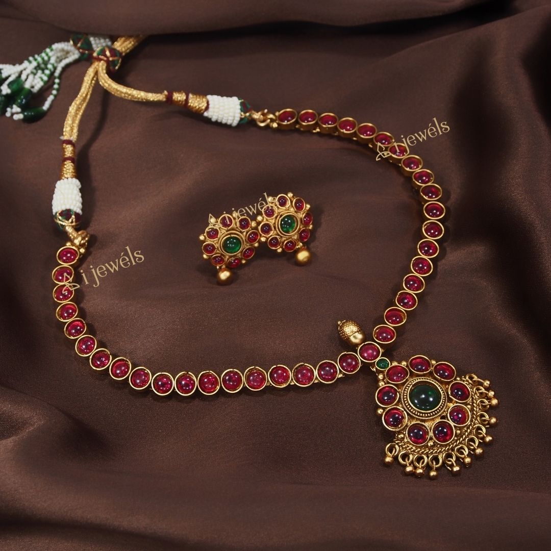 Women's 18K Gold Plated Traditional South Indian Style Necklace