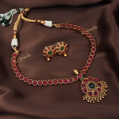 Women's 18K Gold Plated Traditional South Indian Style Necklace