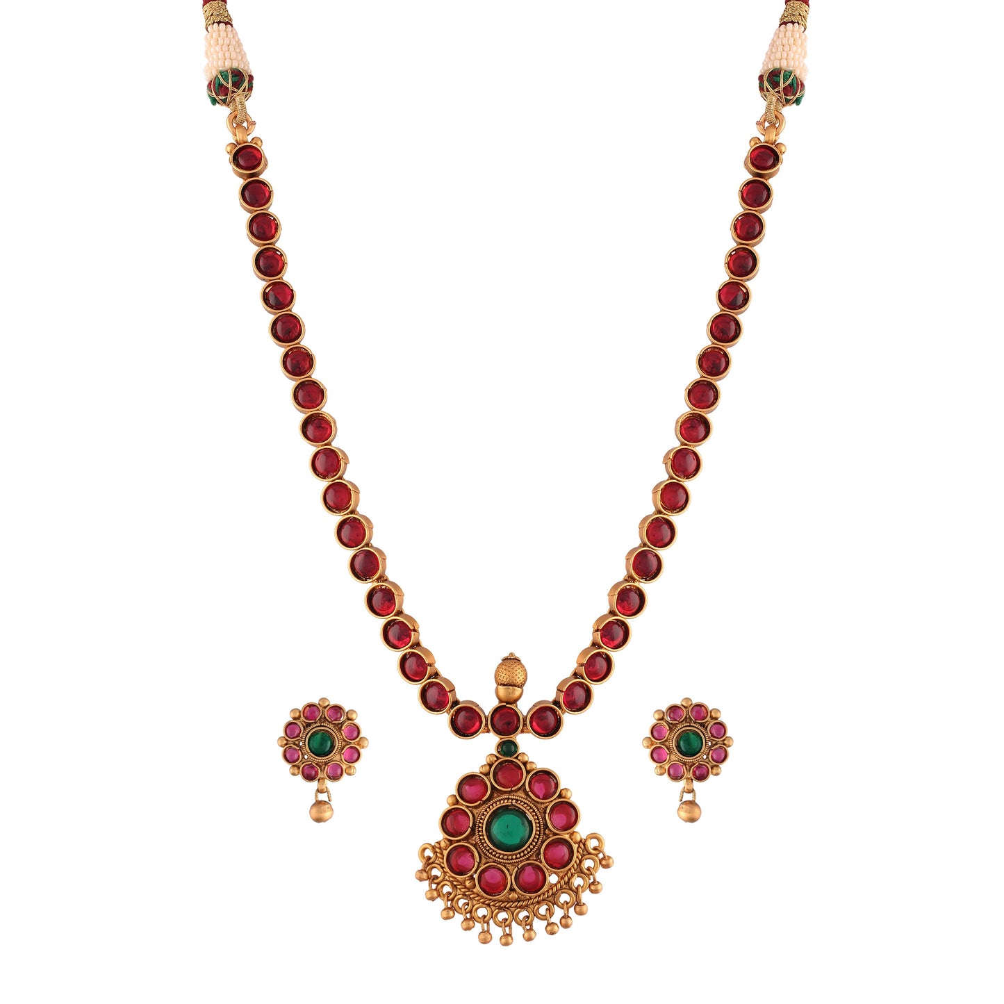 Women's 18K Gold Plated Traditional South Indian Style Necklace