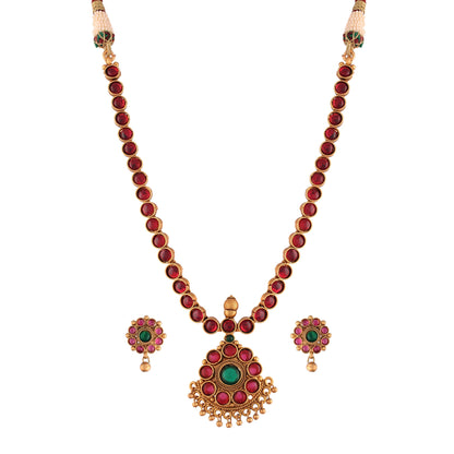 Women's 18K Gold Plated Traditional South Indian Style Necklace