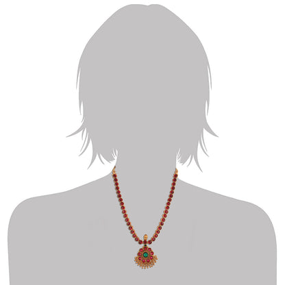 Women's 18K Gold Plated Traditional South Indian Style Necklace