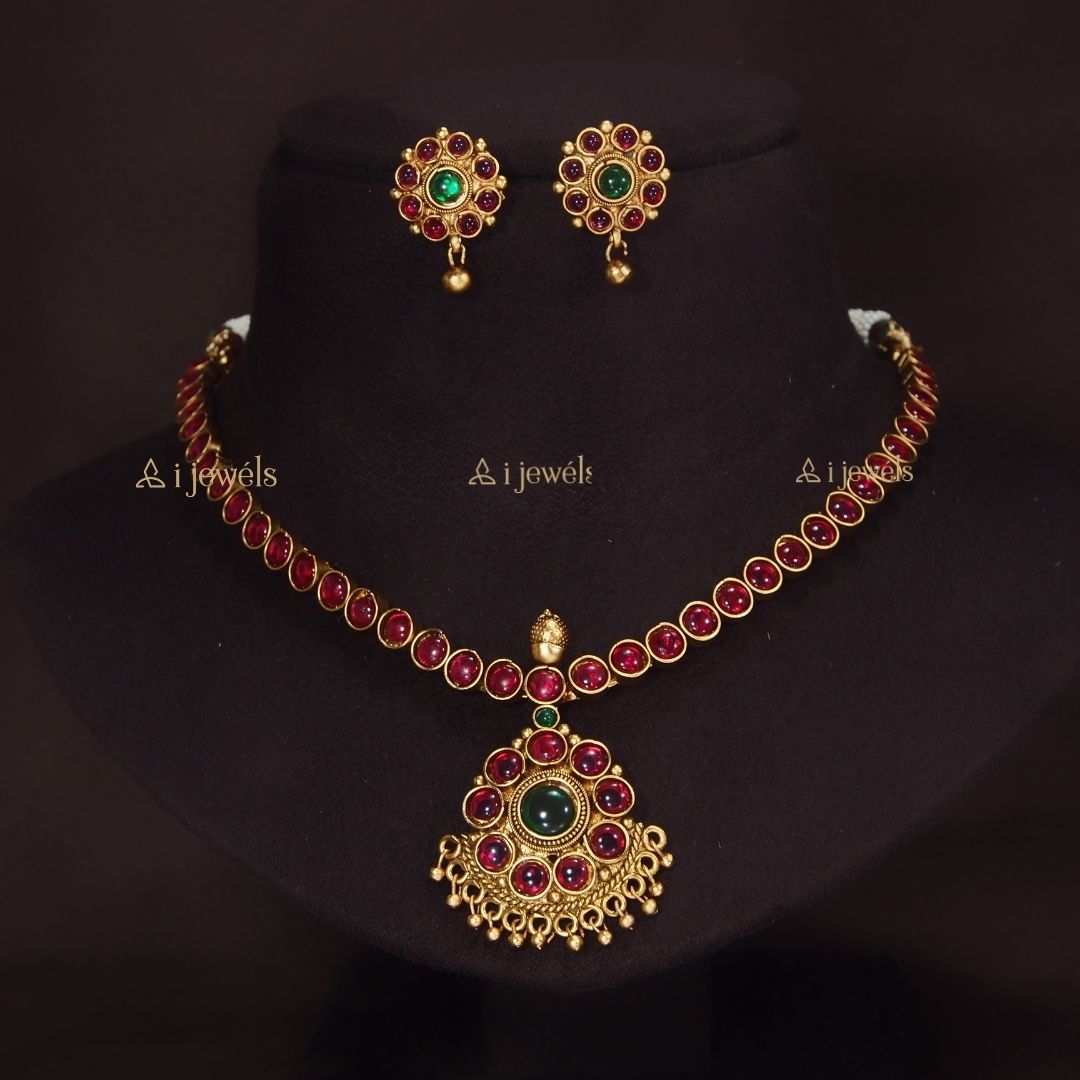 Women's 18K Gold Plated Traditional South Indian Style Necklace