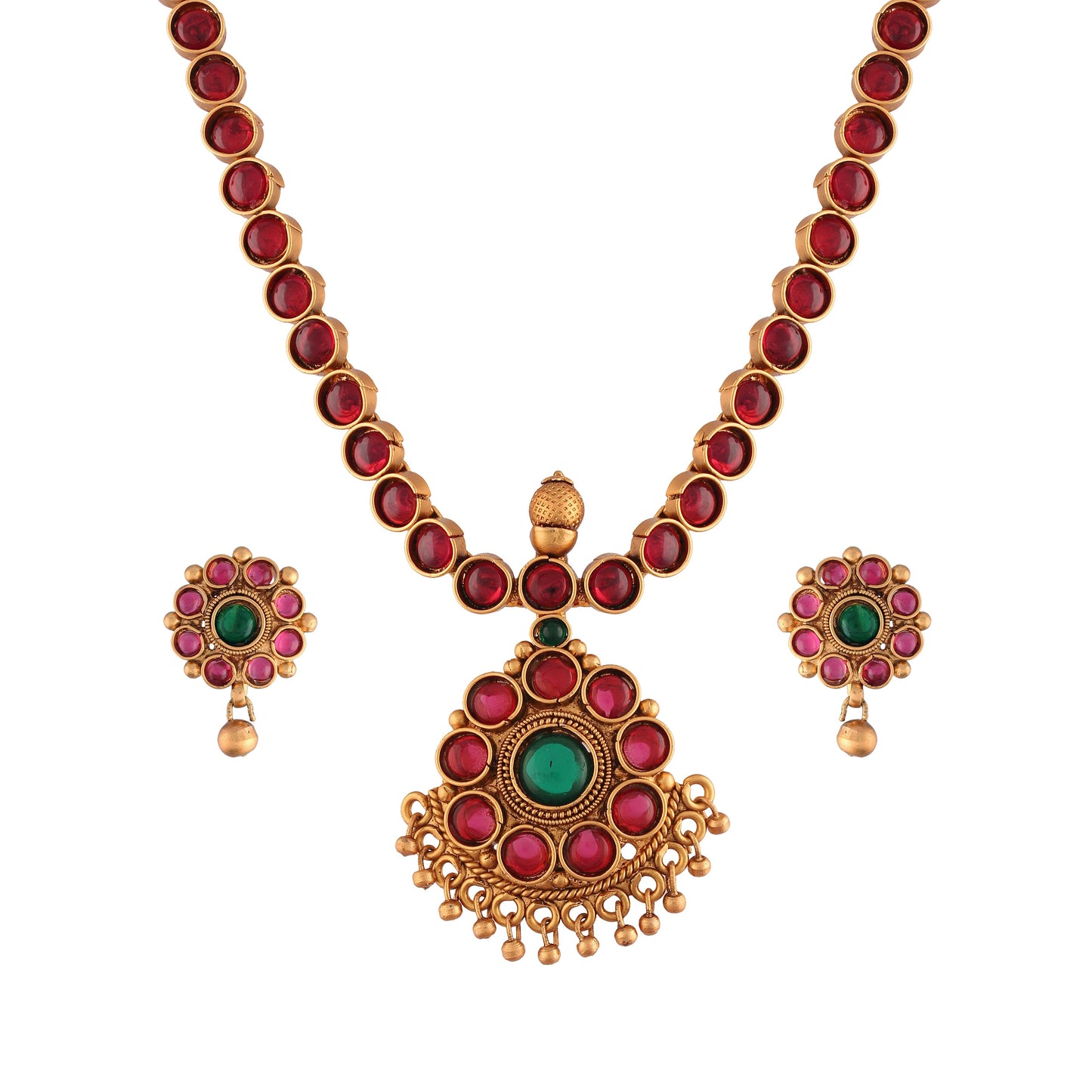 Women's 18K Gold Plated Traditional South Indian Style Necklace