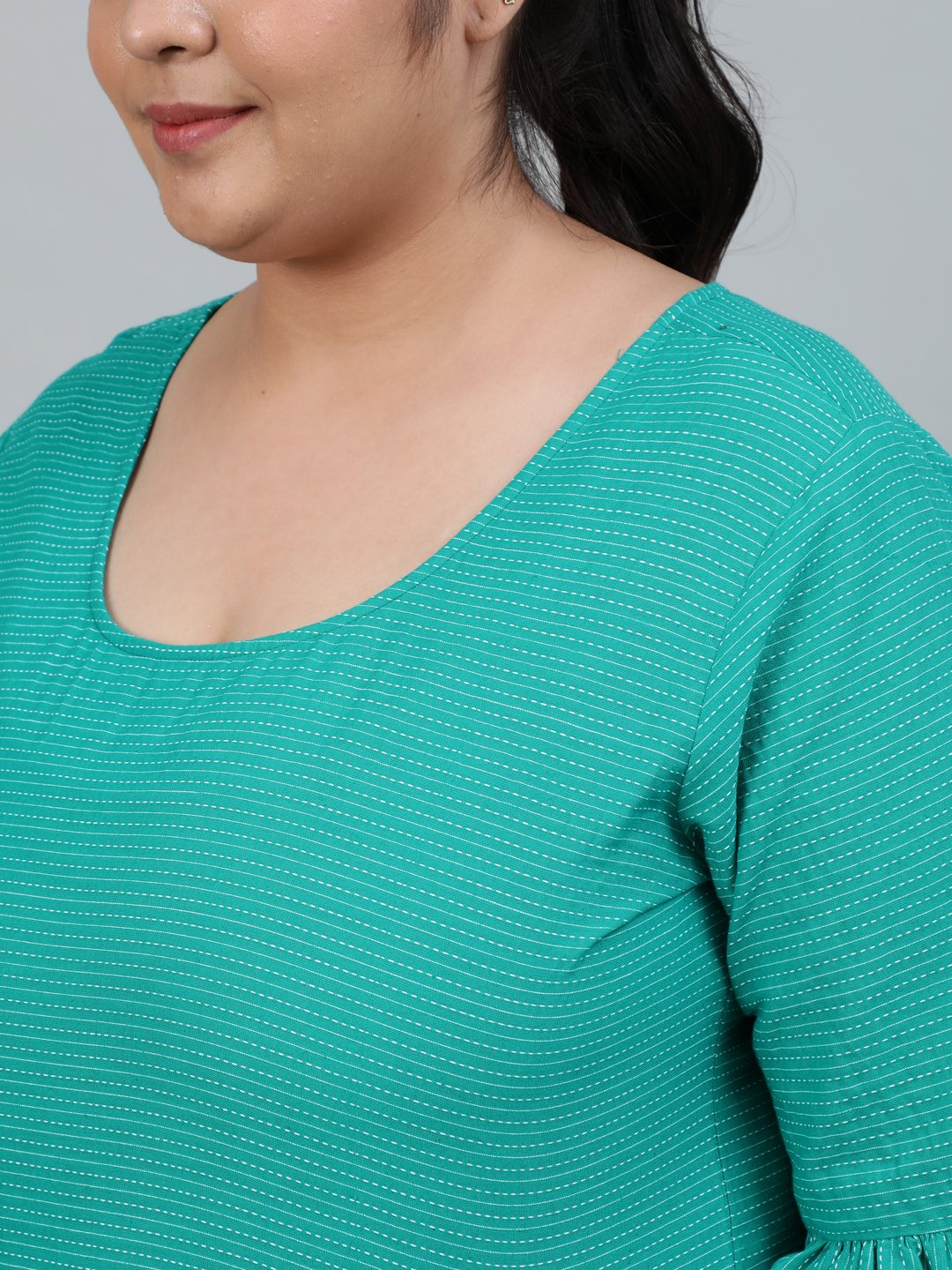 Women's Plus Size Beige Printed Night Suit With Half Sleeves