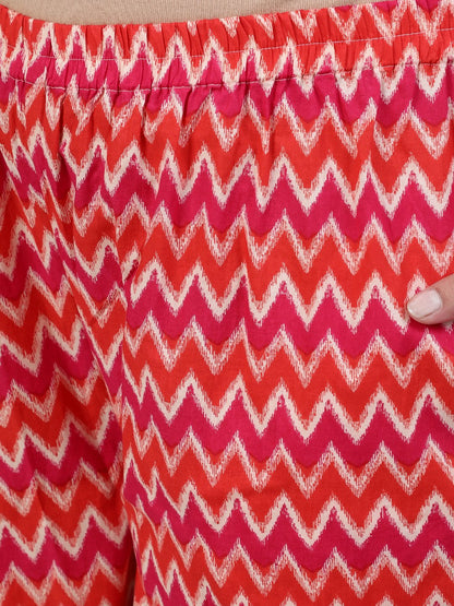 Women's Plus Size Pink Printed Night Suit With Half Sleeves
