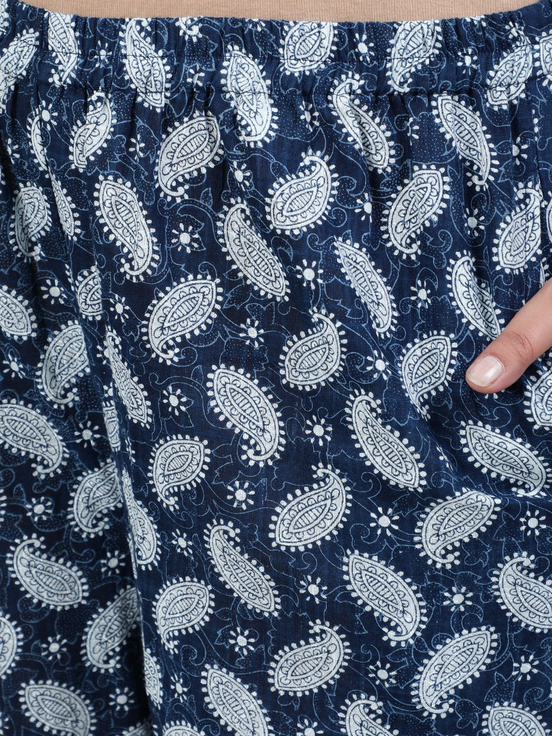 Women's Plus Size Blue Printed Night Suit With Half Sleeves