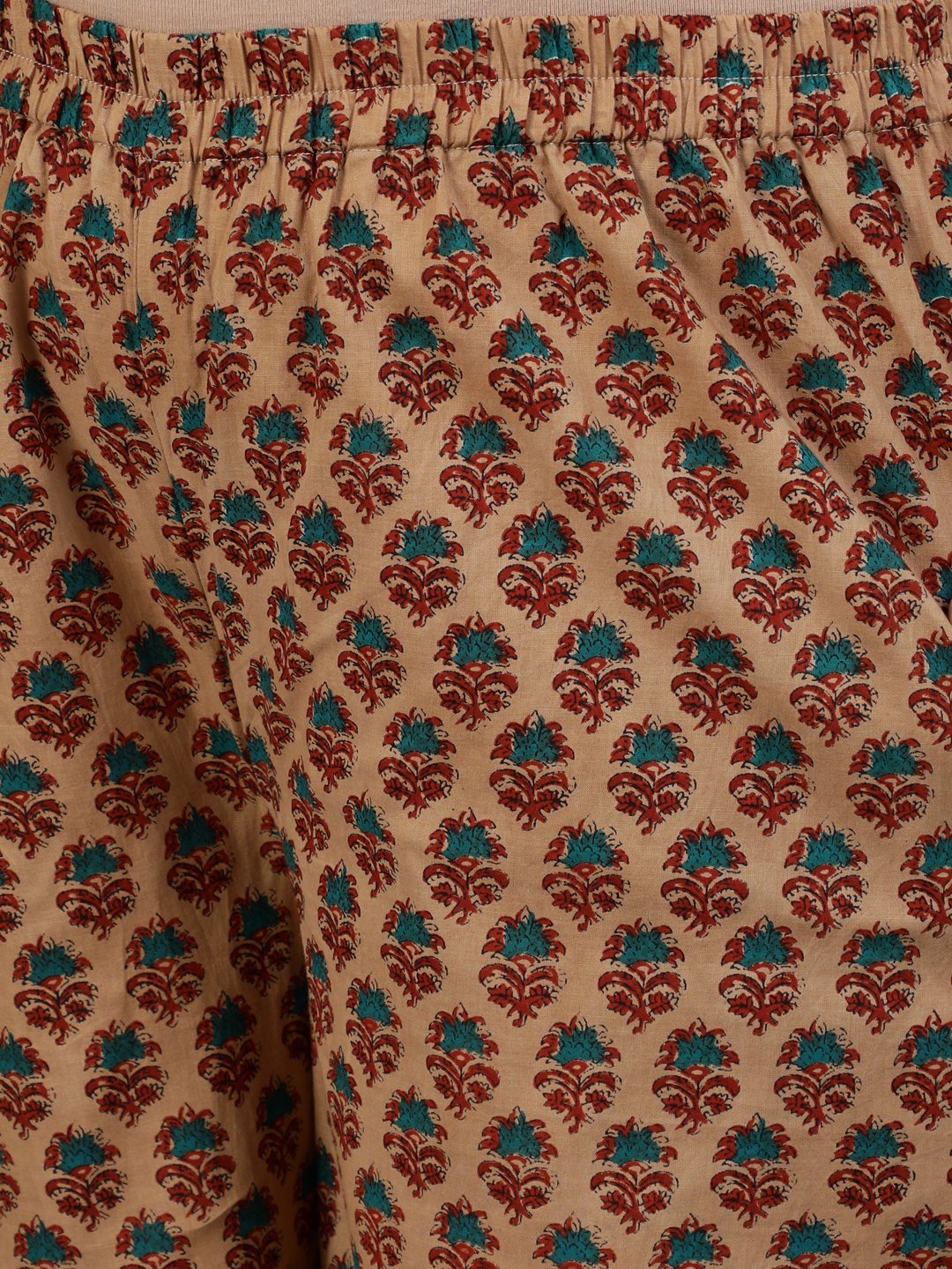 Women's Plus Size Brown Printed Straight Kurta With Palazo & Dupatta