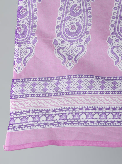 Women's Plus Size Purple Printed Straight Kurta With Palazo & Dupatta