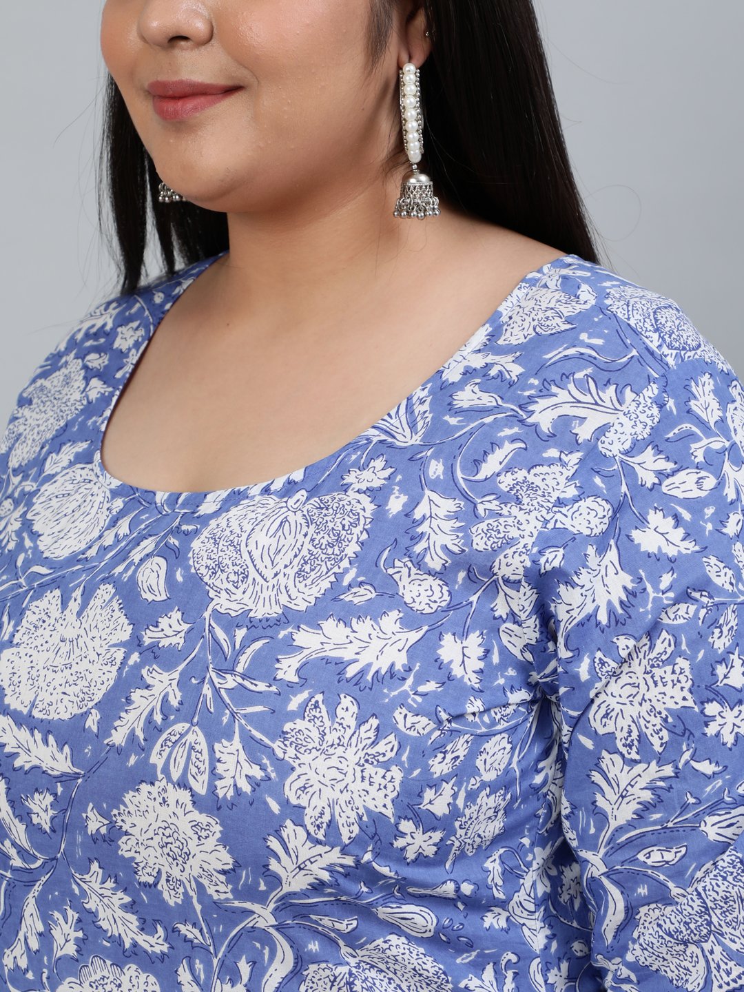 Women's Plus Size Purple Printed Straight Kurta With Palazo & Dupatta