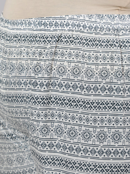 Women's Plus Size Grey Printed Kurta And Palazzo With Dupatta