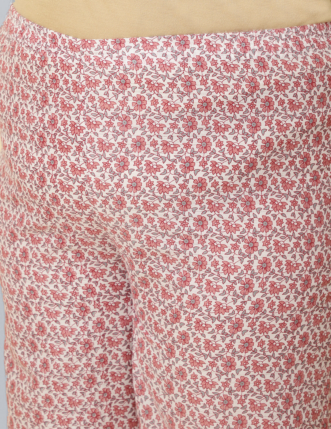 Women's Plus Size Pink Printed Kurta And Palazzo With Dupatta