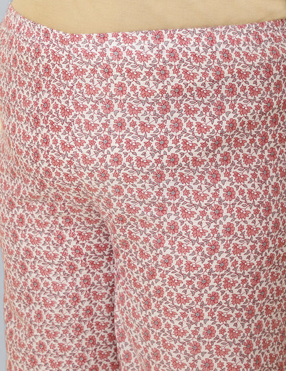Women's Plus Size Pink Printed Kurta And Palazzo With Dupatta
