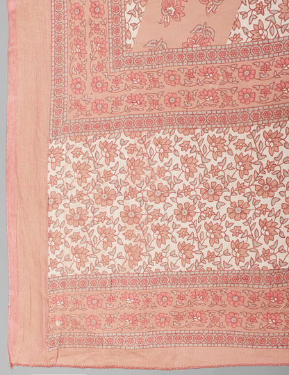 Women's Plus Size Pink Printed Kurta And Palazzo With Dupatta
