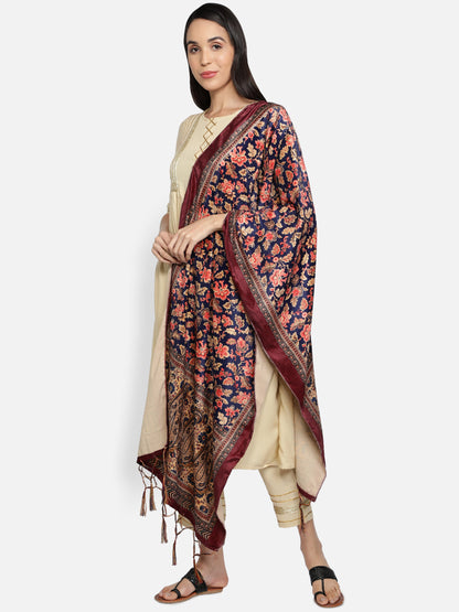 Women's Multicolored Polyster Velvet  Digital Printed Dupatta