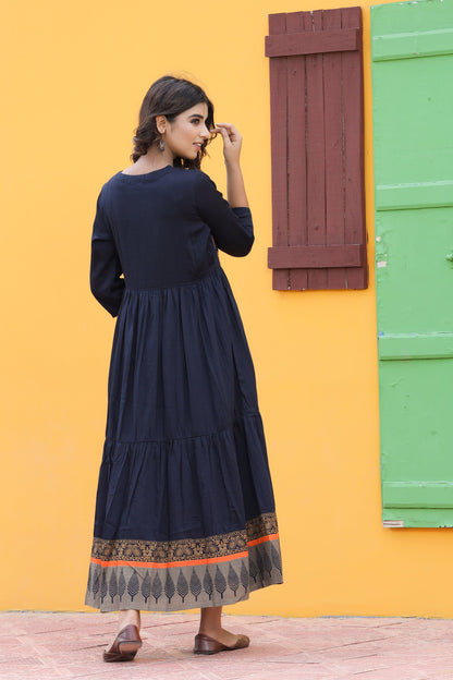 Women's Blue Printed Dress