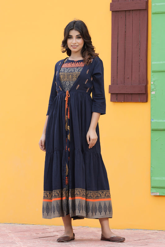 Women's Blue Printed Dress