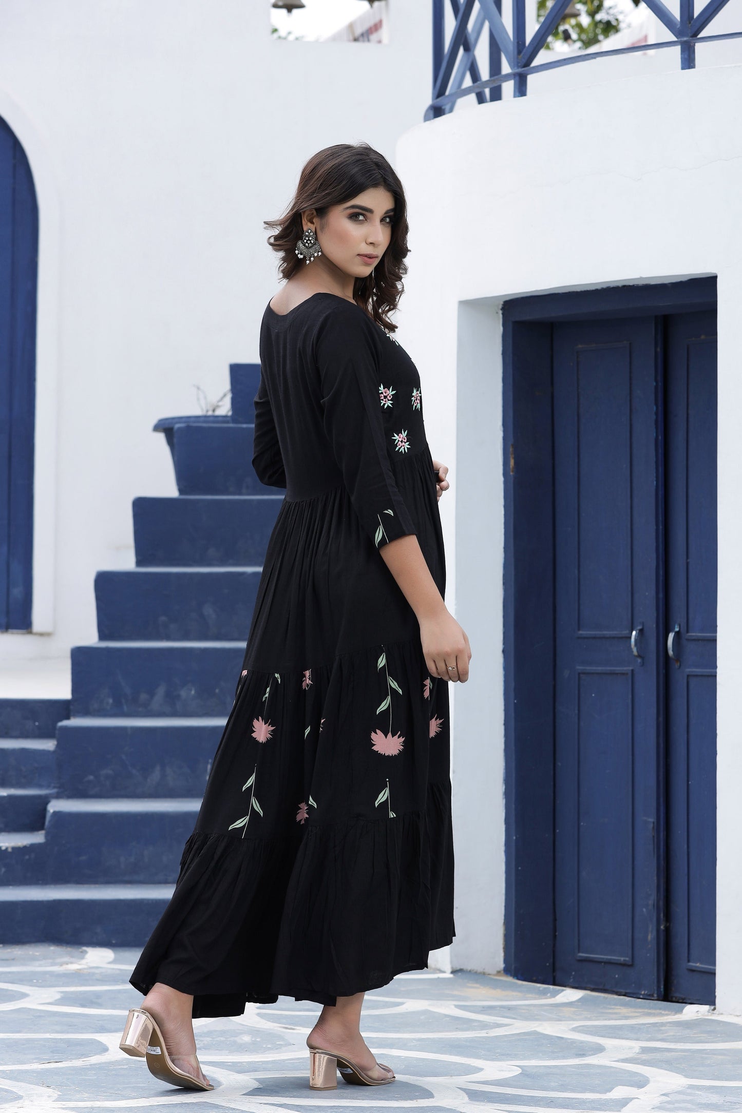 Women's Black Embroidered Dress
