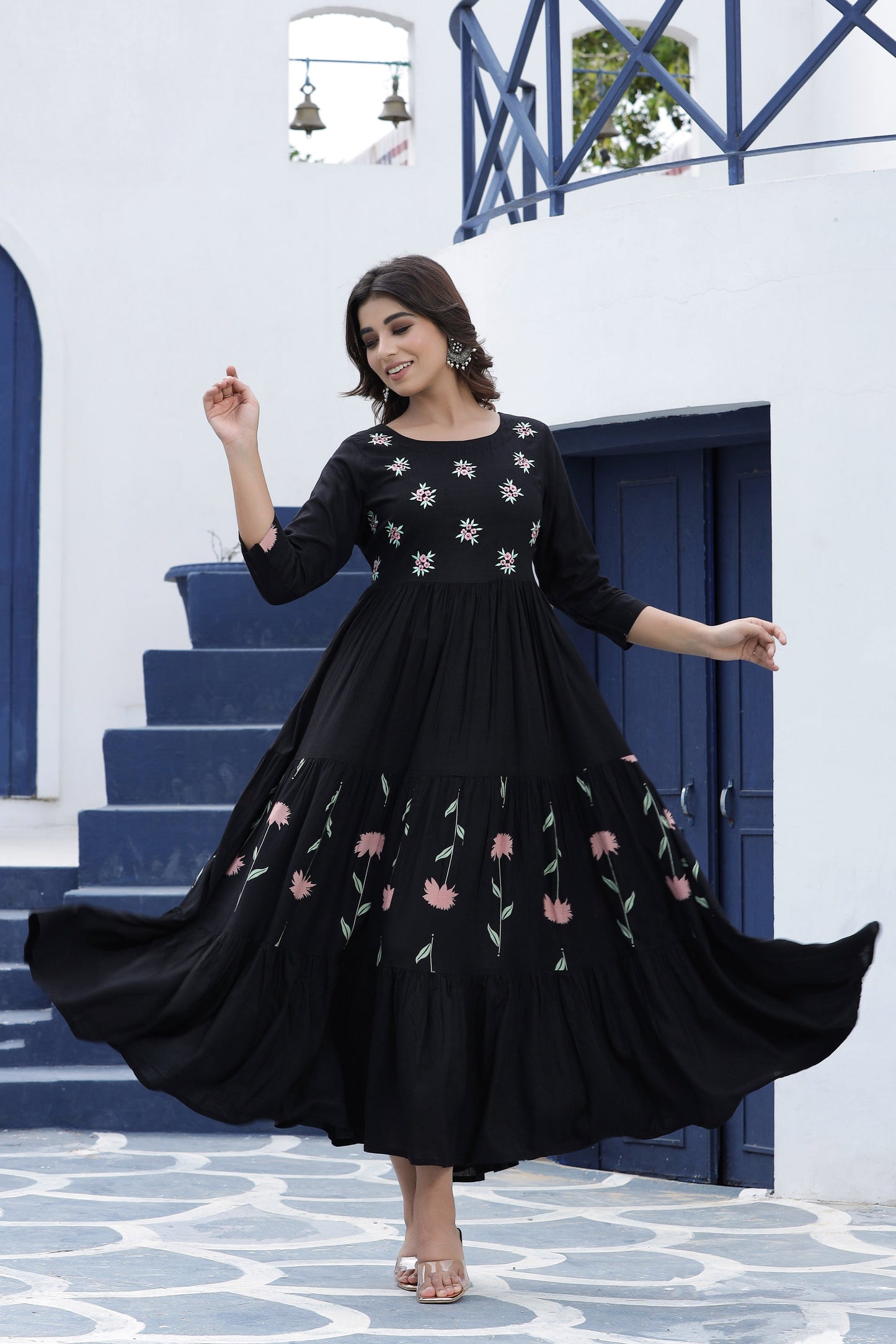 Women's Black Embroidered Dress
