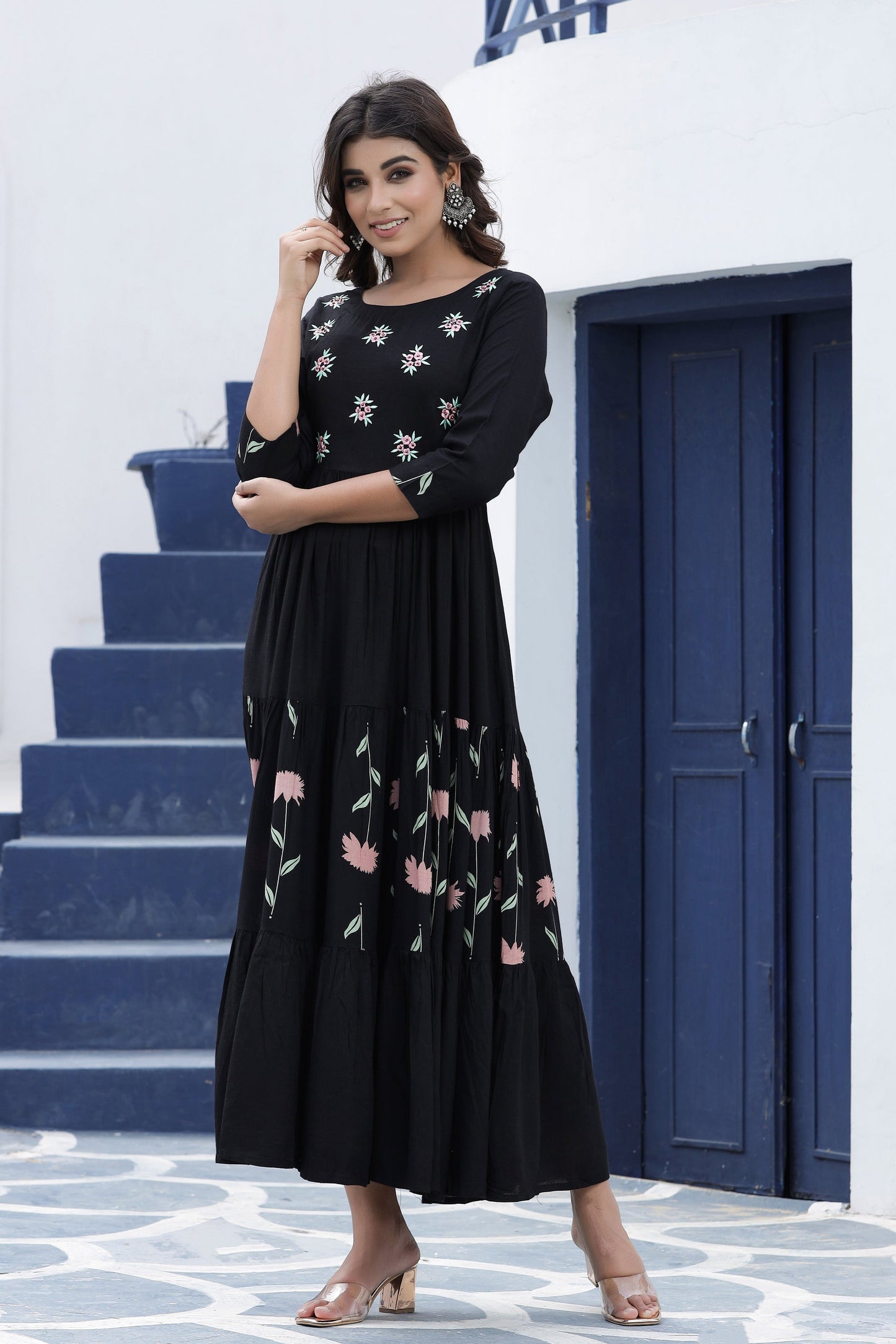 Women's Black Embroidered Dress