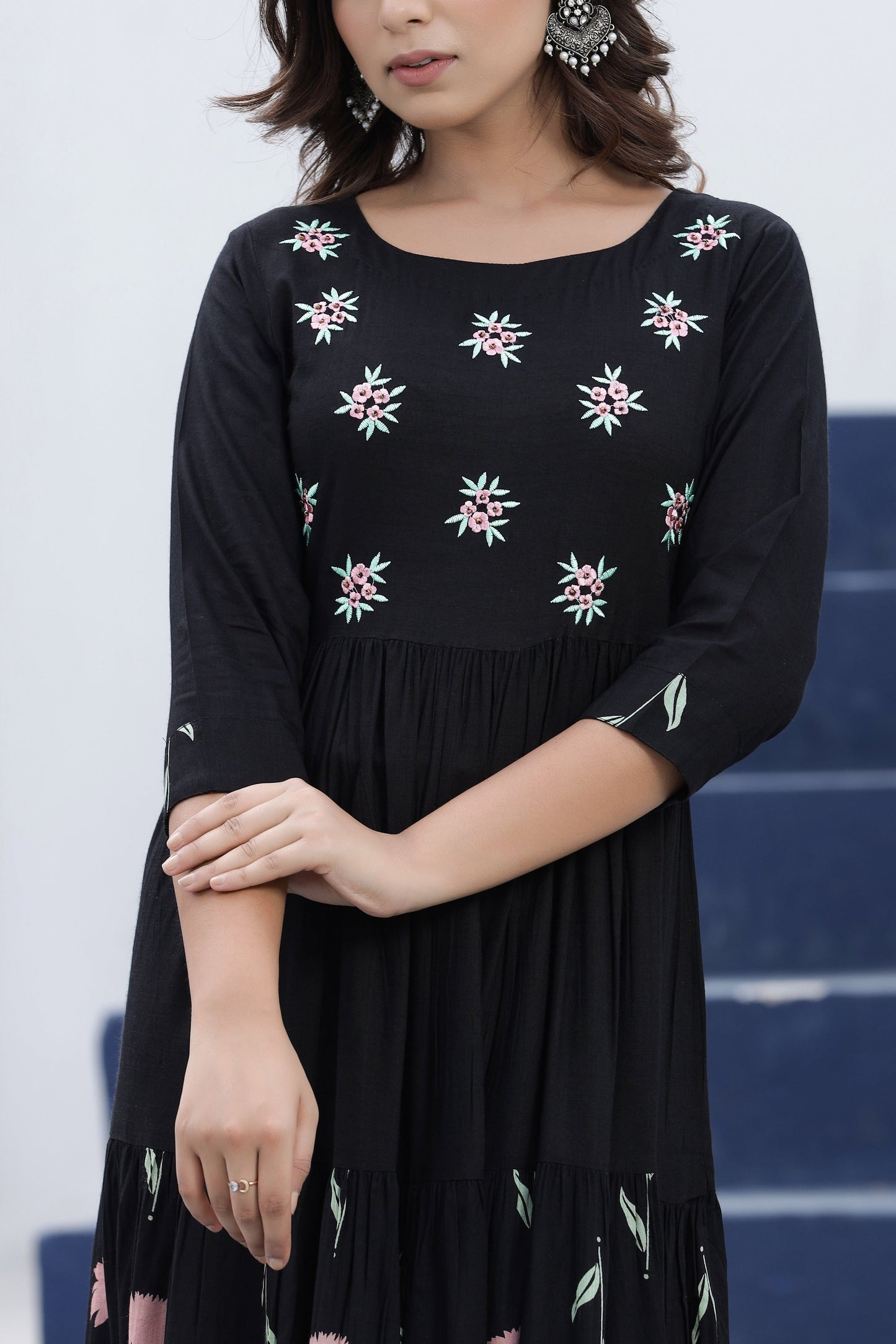 Women's Black Embroidered Dress