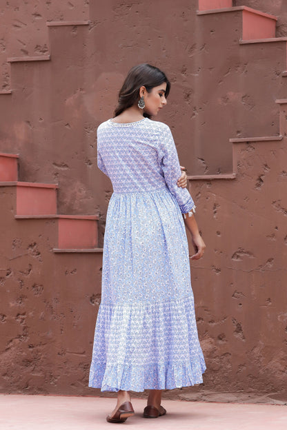 Women's Blue Printed Dress