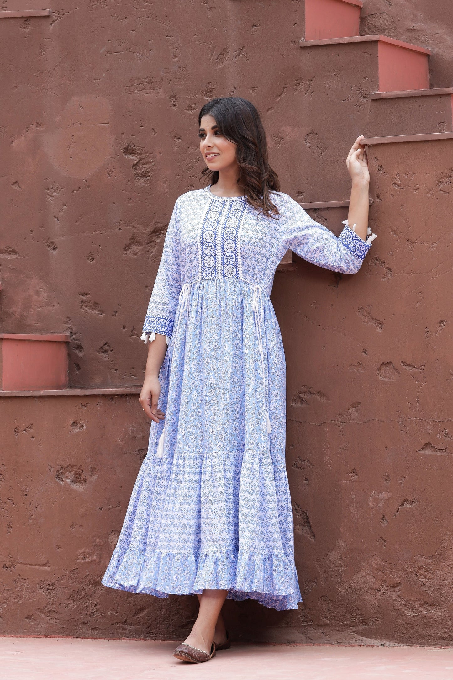 Women's Blue Printed Dress