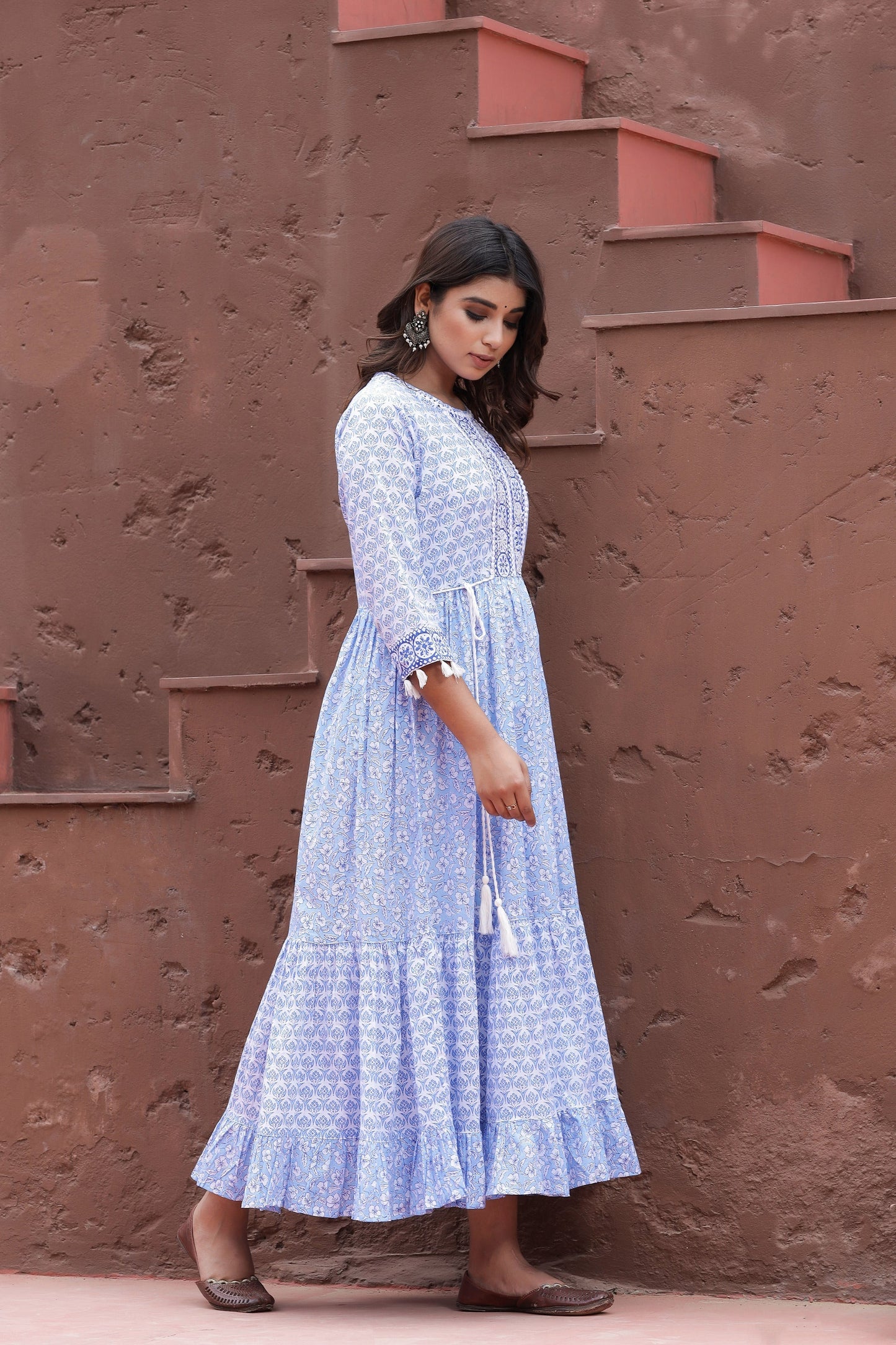 Women's Blue Printed Dress