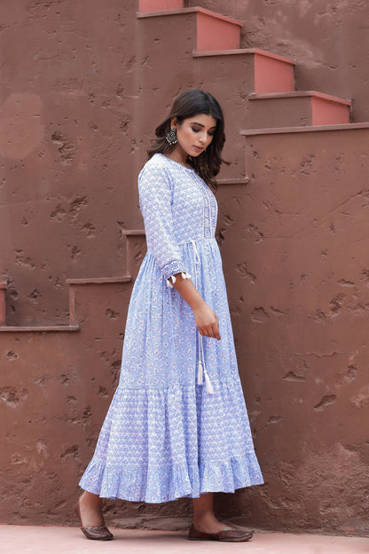 Women's Blue Printed Dress