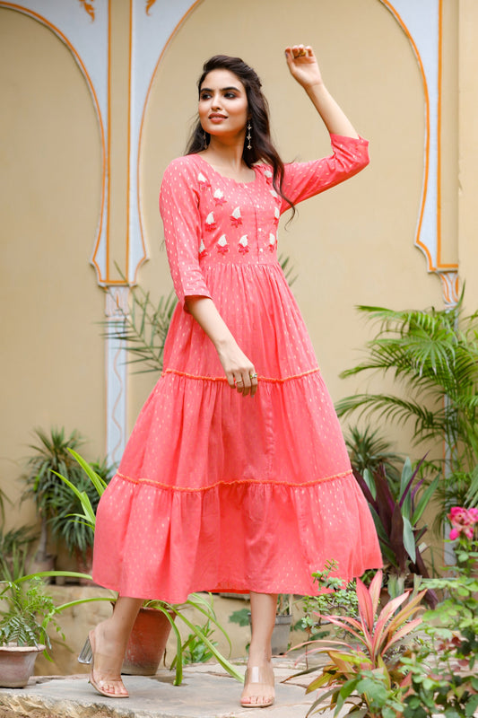 Women's Coral Tired Dress