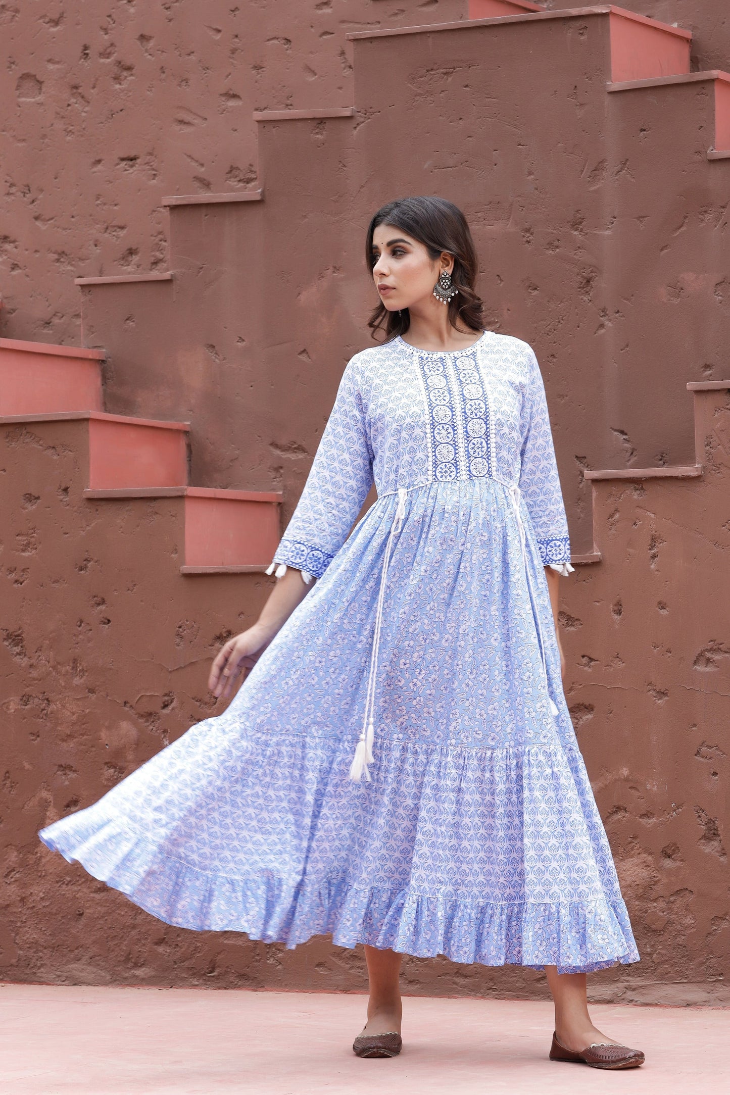 Women's Blue Printed Dress