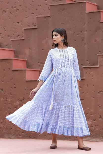 Women's Blue Printed Dress