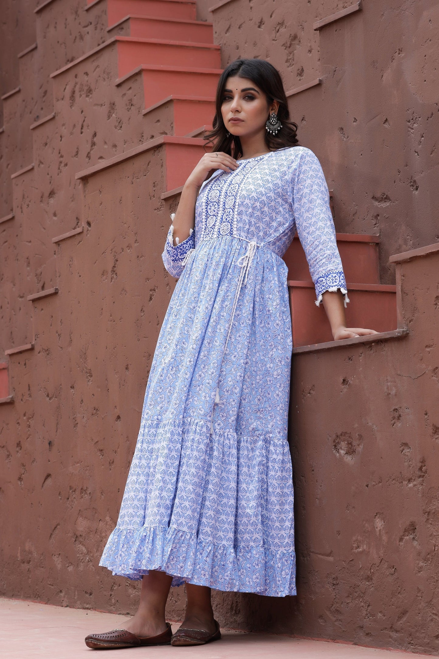 Women's Blue Printed Dress