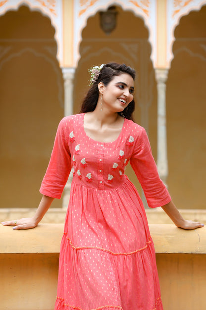 Women's Coral Tired Dress