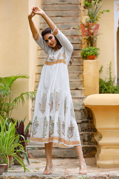Women's White Tired Dress
